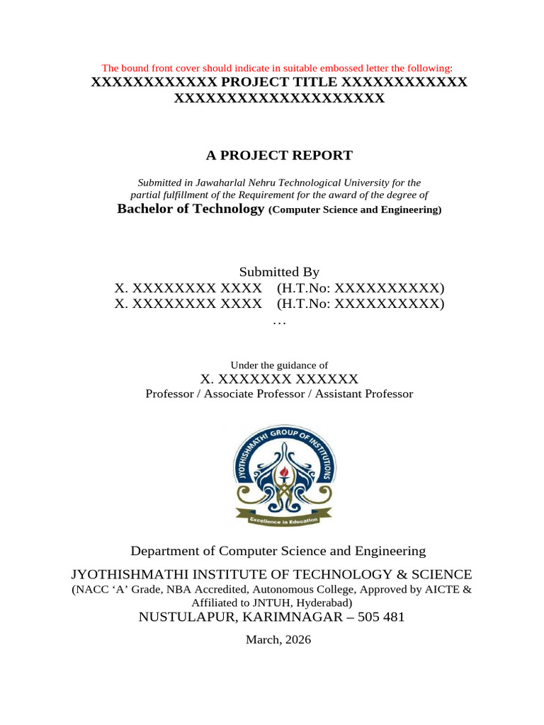 Major Project Front Pages JITS (IV Year) | PDF | Computing | Computer ...