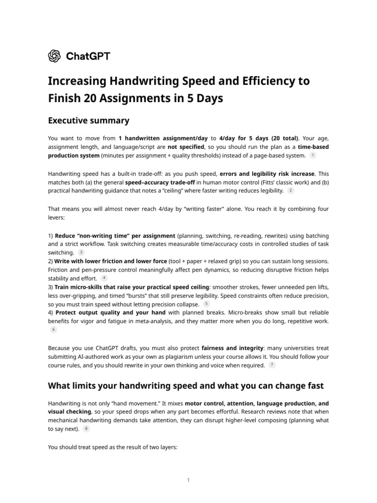 Increasing Handwriting Speed and Efficiency To Finish 20 Assignments in ...