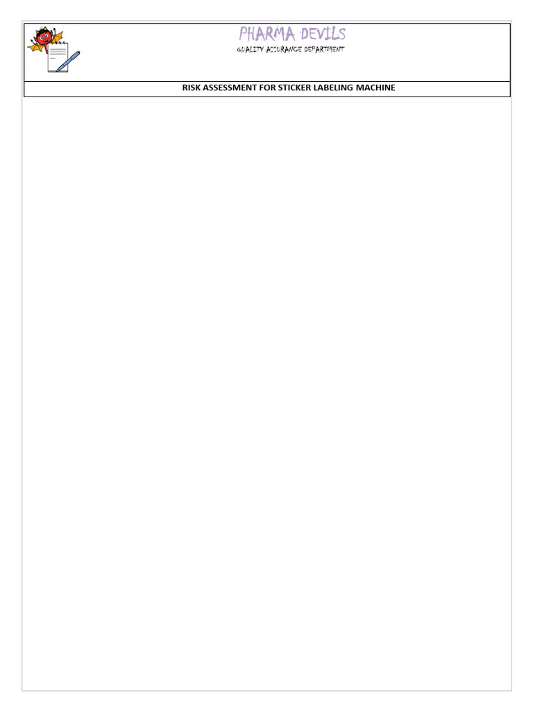 Risk Assessment of Sticker Labeling Machine | PDF
