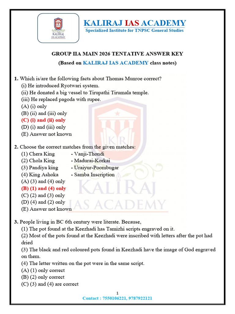 GRP 2A Main 2026 Tentative Answer Key | PDF