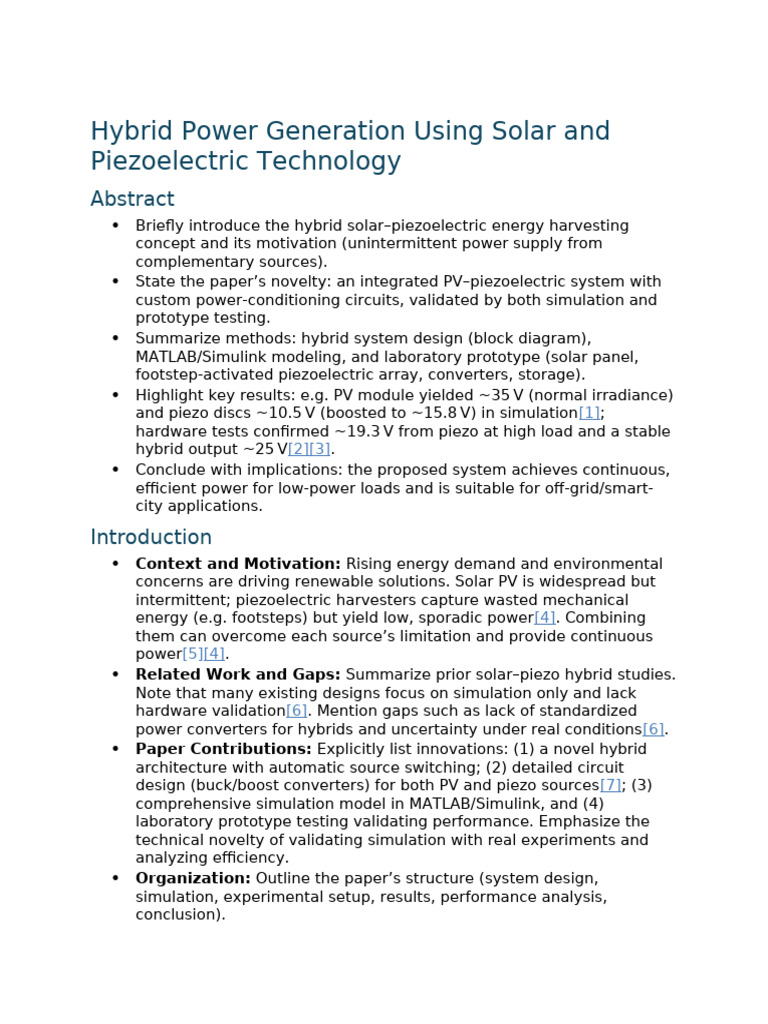 Hybrid Power Generation Using Solar and Piezoelectric Technology | PDF ...