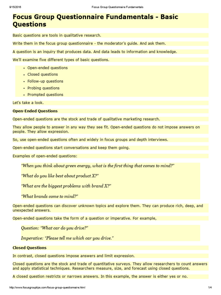 Lec-17-Focus Group Questionnaire Fundamentals-Part 2 | PDF