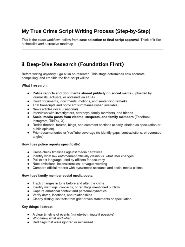 True Crime Guidline Scipt Riting | PDF | Social Media | Popular Culture ...