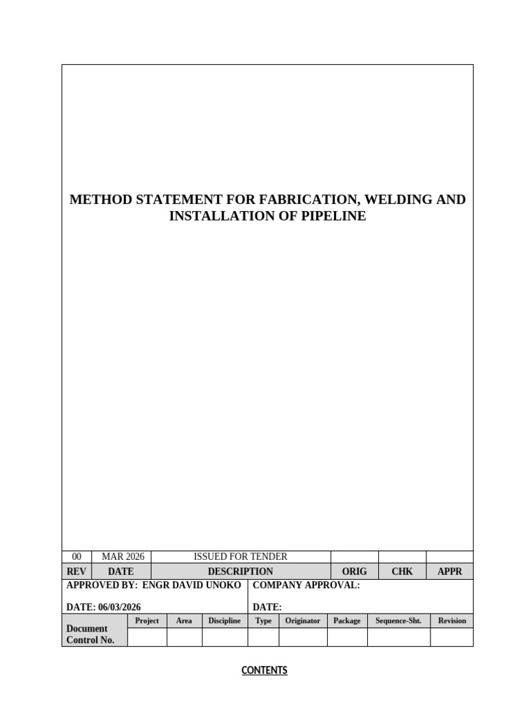 Method Statement For Fabrication of Pipe and Fittings | PDF