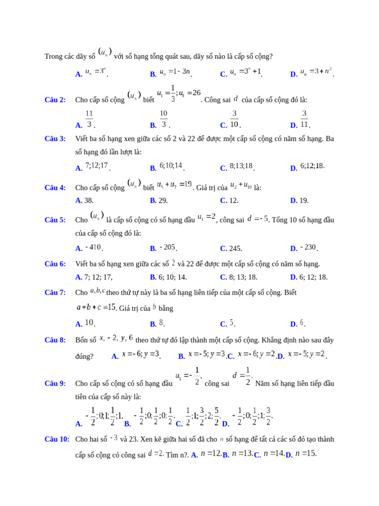 Trong các dãy số csc csn | PDF