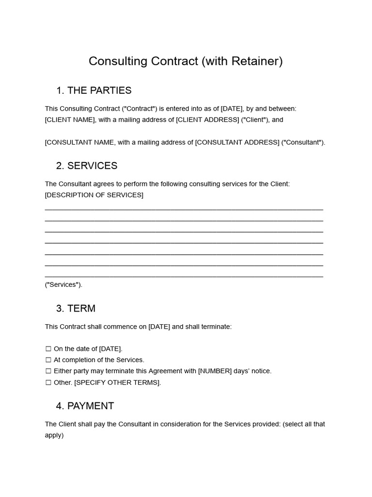 Consulting Contract Retainer | PDF