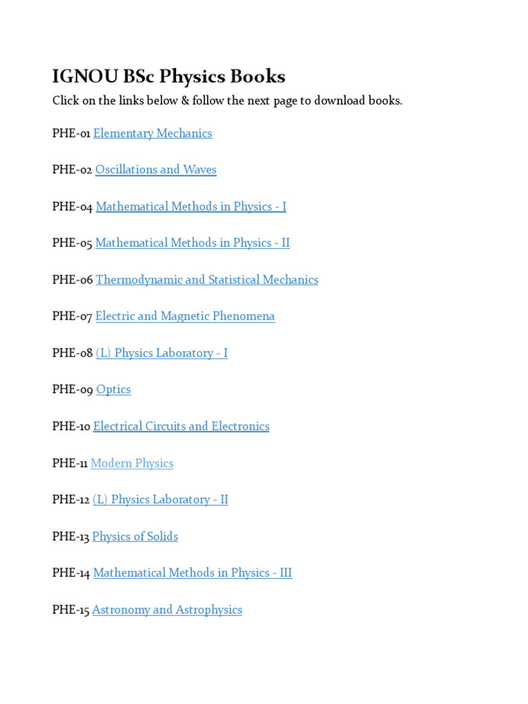 IGNOU BSC Physics Books | PDF