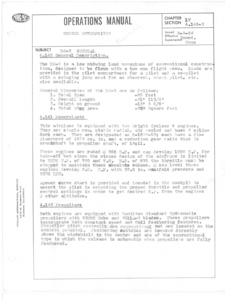 DC-2 Operations Manual | PDF