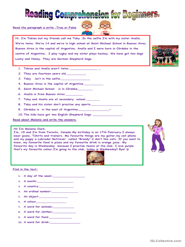 Reading Comprehension For Beginners. | PDF