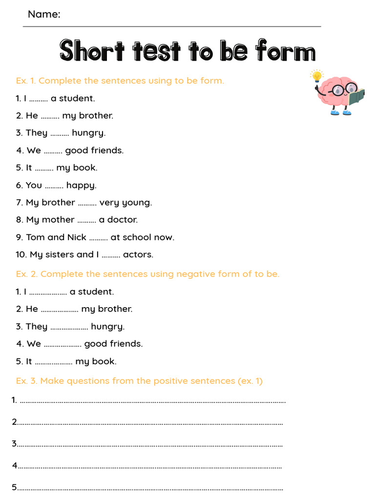 Short Test To Be Form | PDF