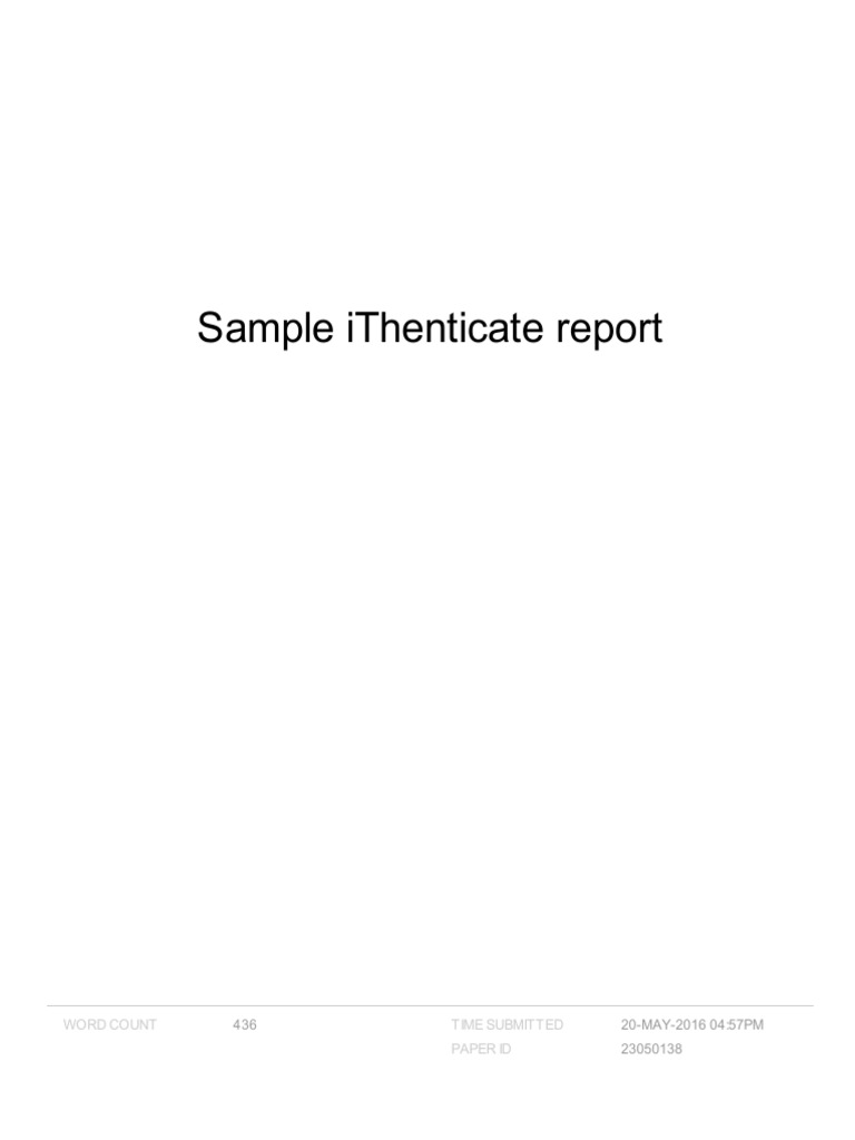Sample Ithenticate Report | PDF