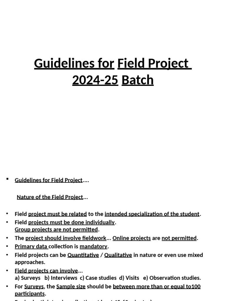 Guidelines For Field Project | PDF