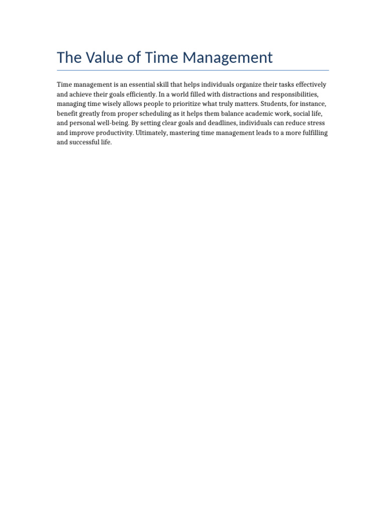 Time Management Essay | PDF