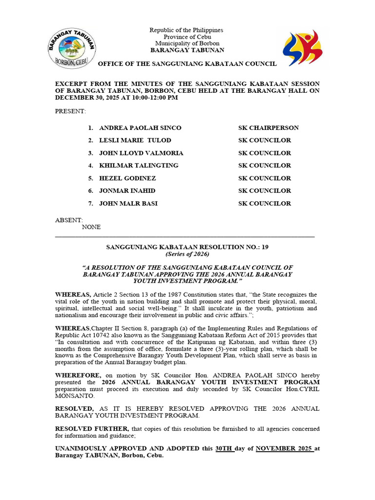 Abyip 2026 - Resolution No 19 | PDF