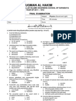 8th Grade - Physics Final Exam II - Sound and Light 1112