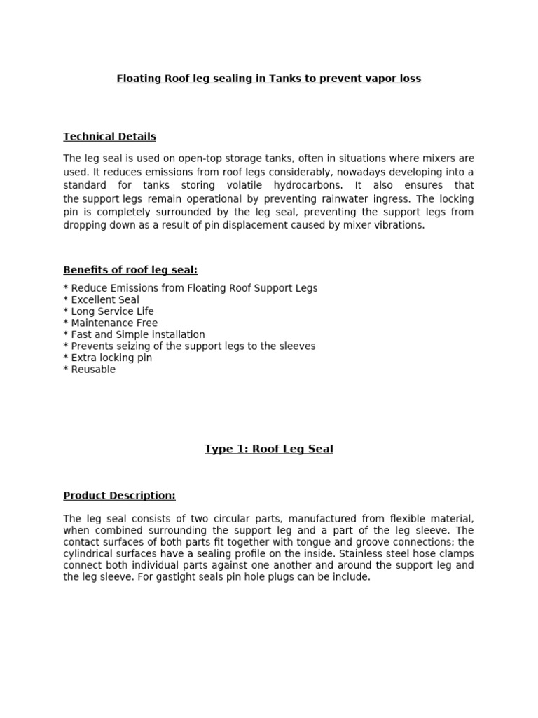 Floating Roof Leg Seal | PDF