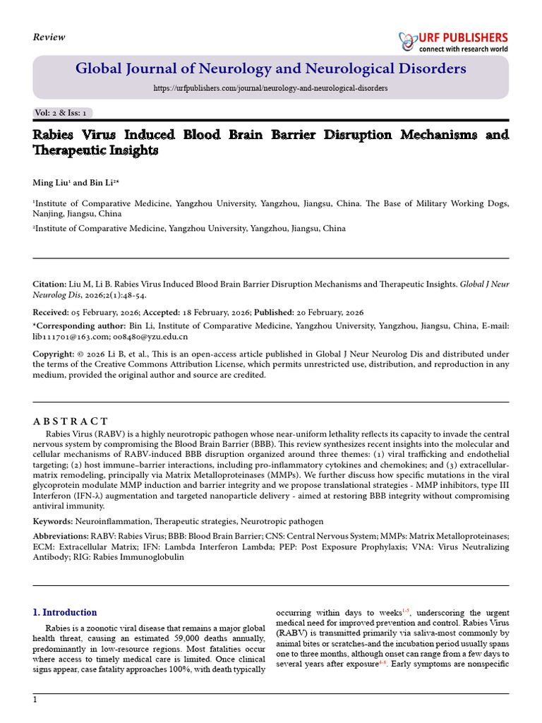 Rabies Virus Induced Blood Brain Barrier Disruption Mechanisms and ...