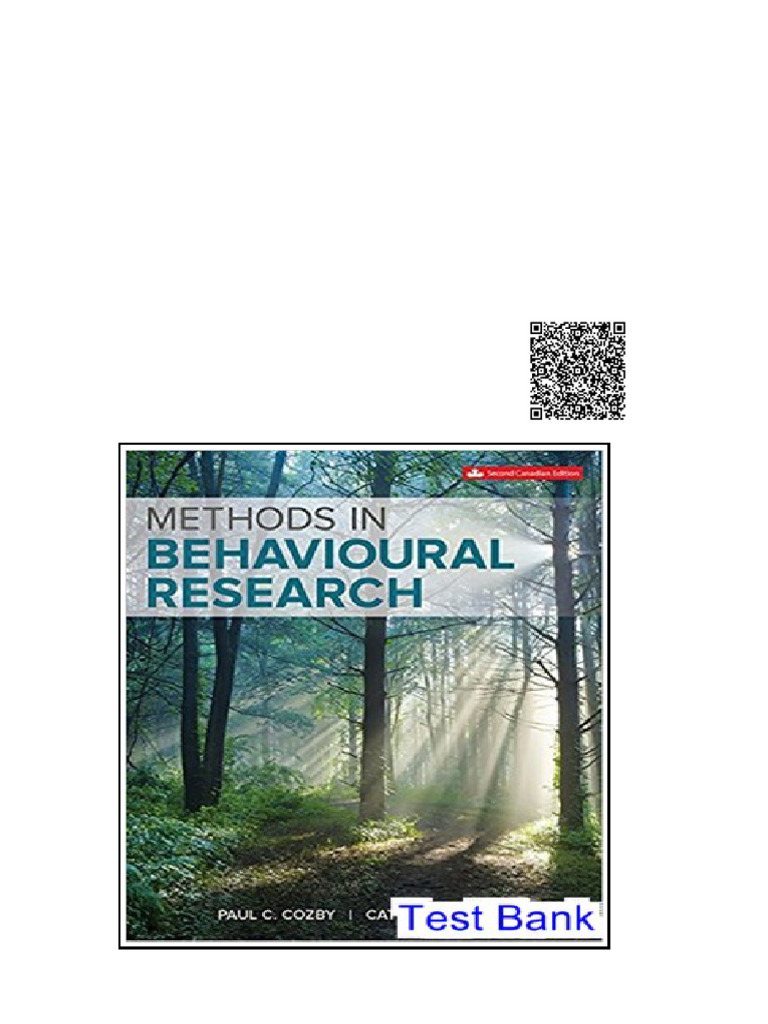 Methods in Behavioural Research Canadian 2Nd Edition Cozby Test Bank | PDF