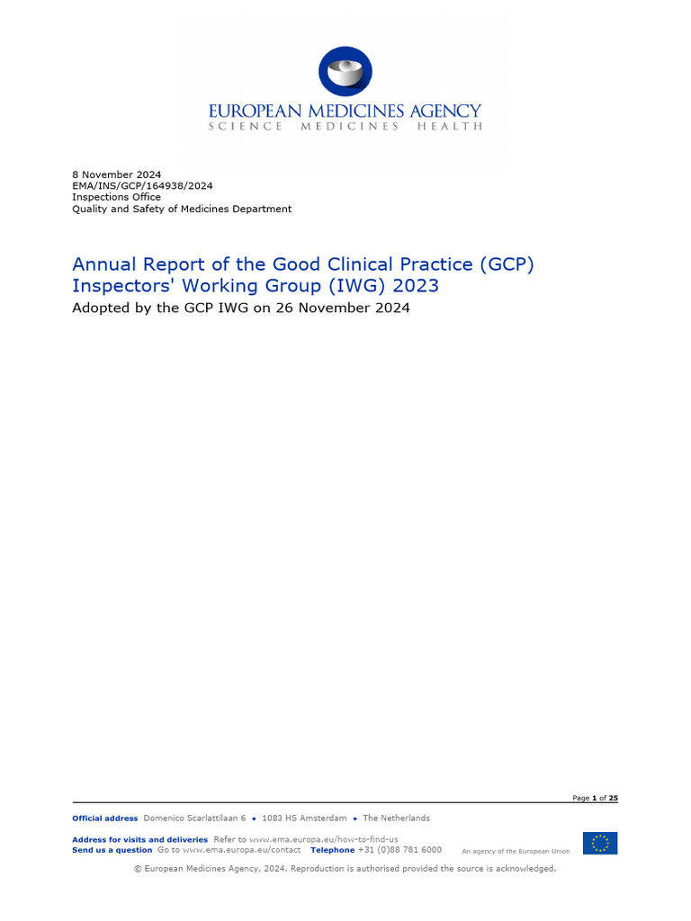Annual Report Good Clinical Practice Inspectors Working Group 2023 en | PDF