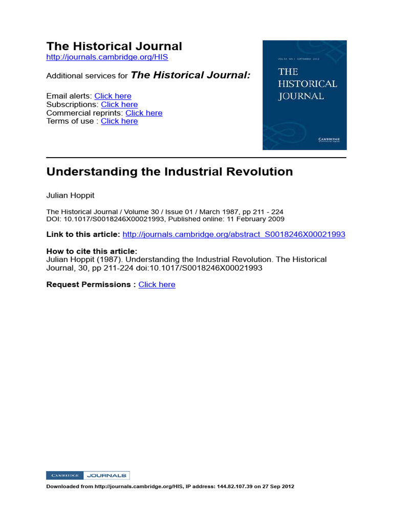 Understanding The Industrial Revolution1 | PDF