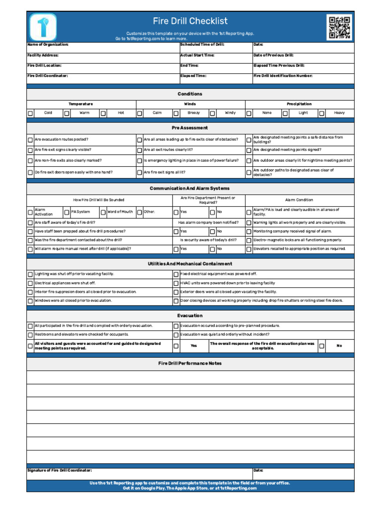 Fire Drill Checklist | PDF