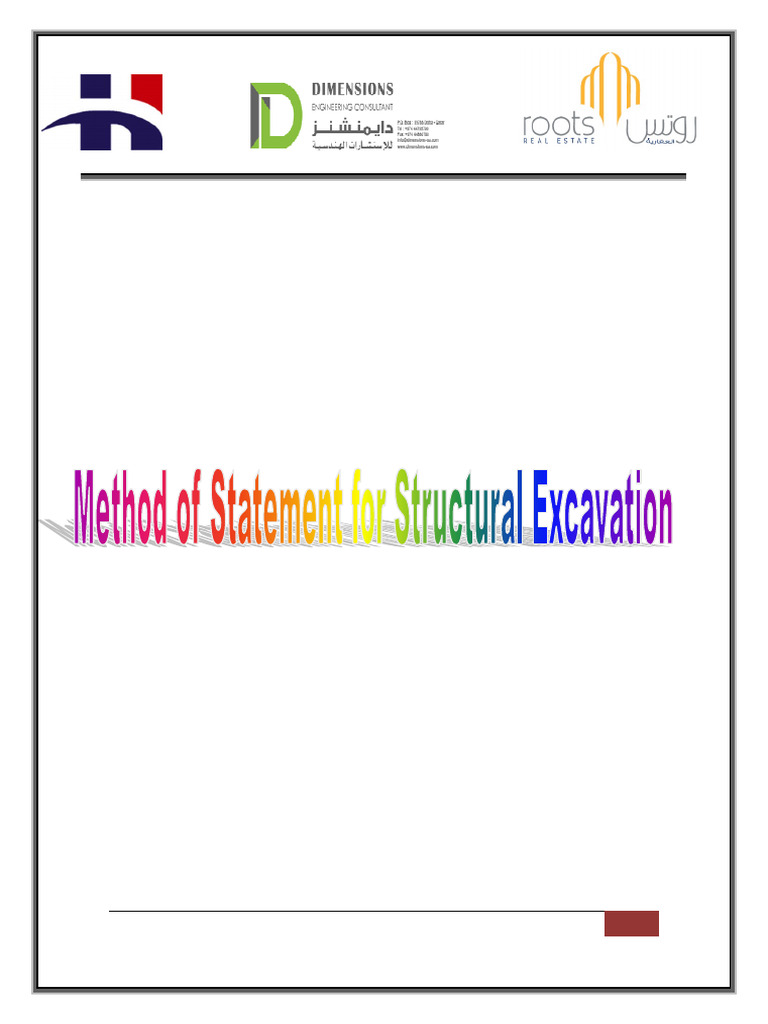 Method of Statement Excavation | PDF