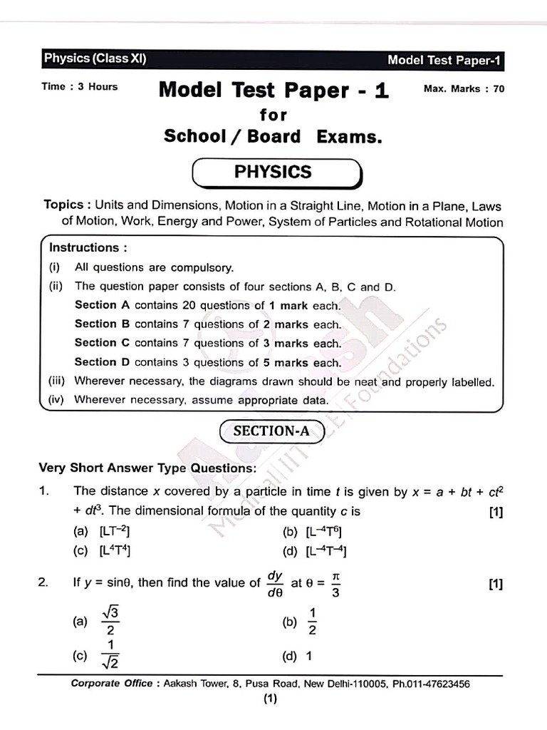 Physics Half Yearly Prac Paper 1 | PDF