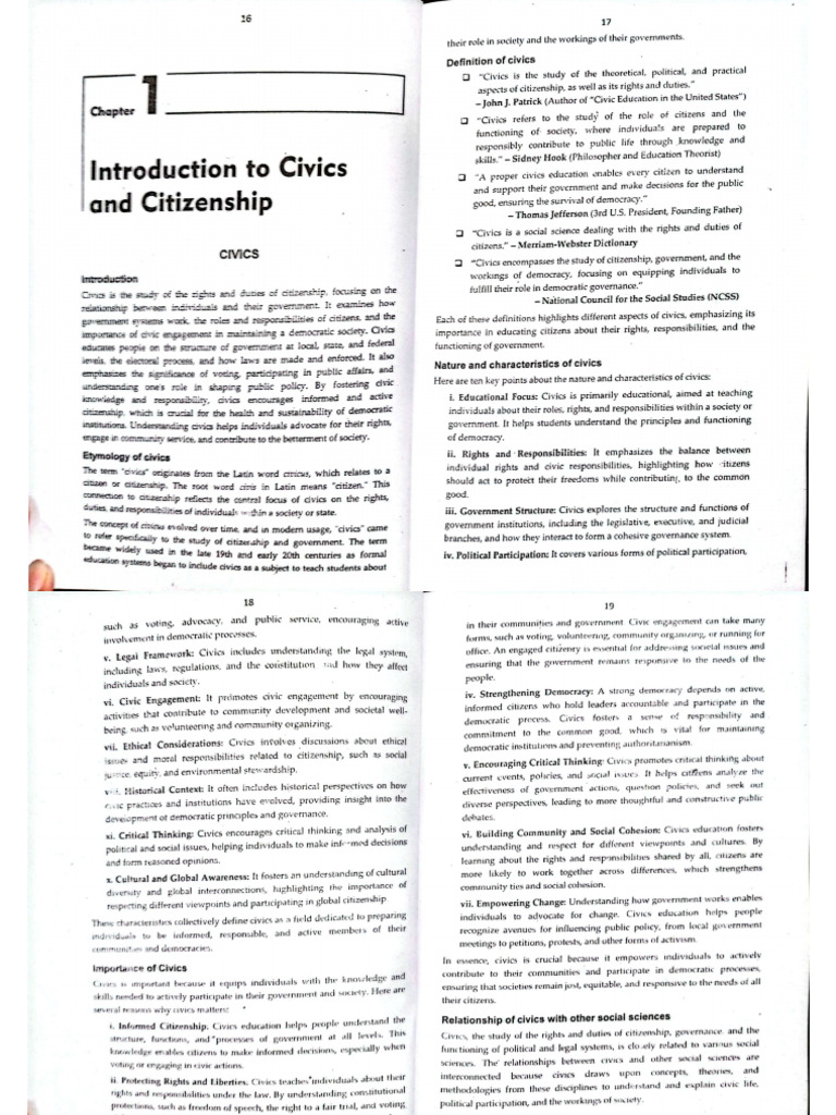 Chapter 1 Civics | PDF