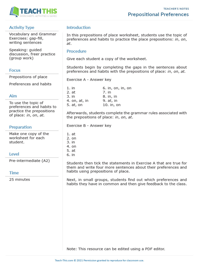 Prepositional Preferences | PDF