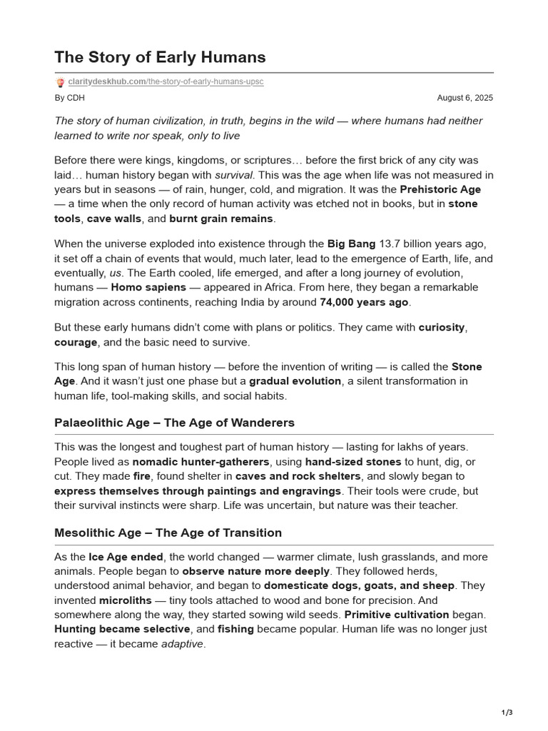 The Story of Early Humans | PDF | Paleolithic | Homo