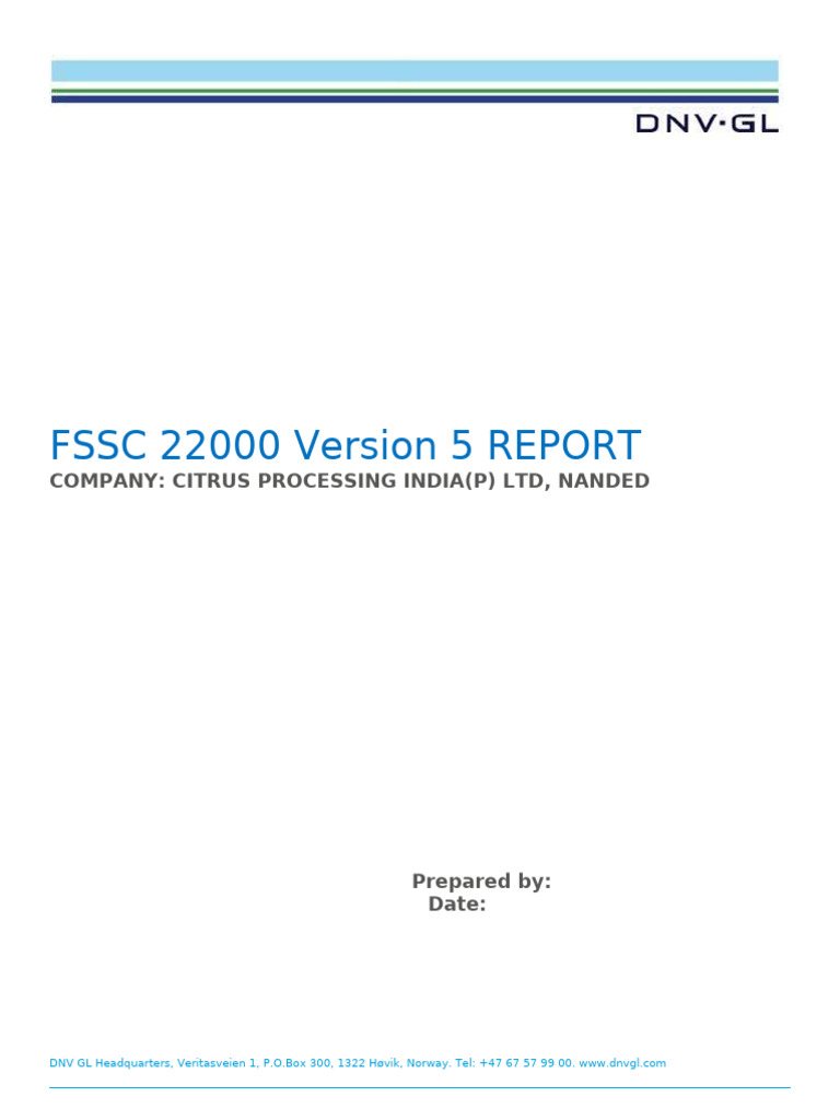 Icp 3 5 I7 Food I1 f120 FSSC 22000 Report Citrus Processing | PDF