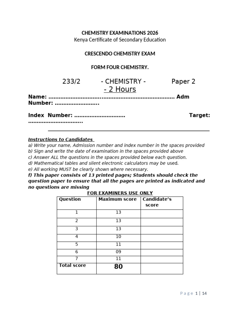 Chemistry P2 2024 Final | PDF