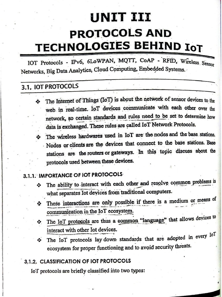 Unit 3 - Protocols and Technologies Behind Iot | PDF