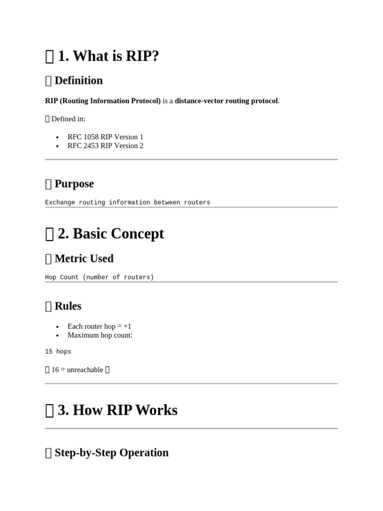 What Is RIP?: Isa - Defined In: RFC 1058 RIP Version 1 RFC 2453 RIP ...