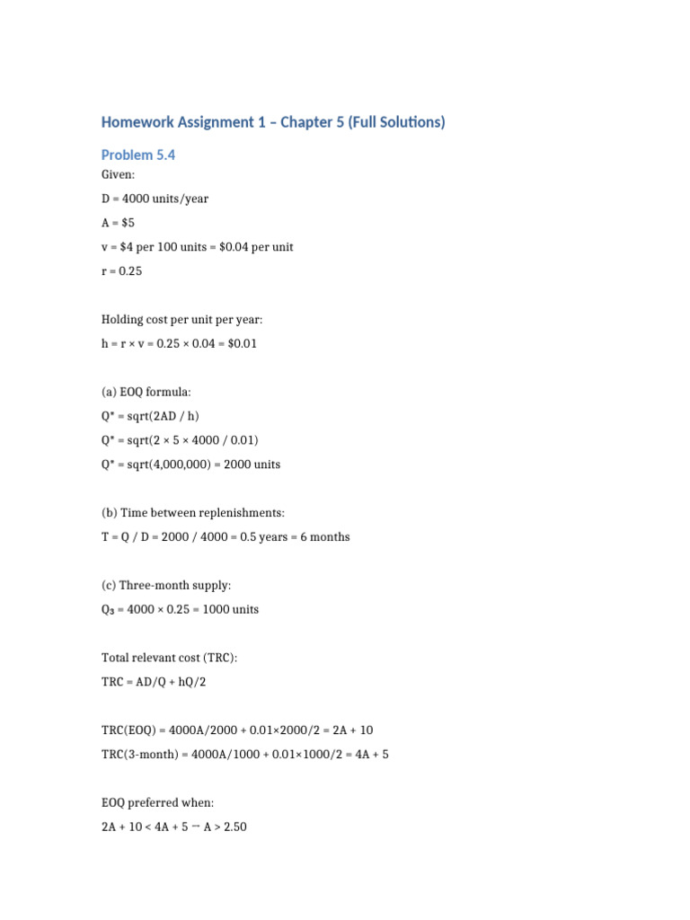 Homework Assignment 1 Full Solutions | PDF