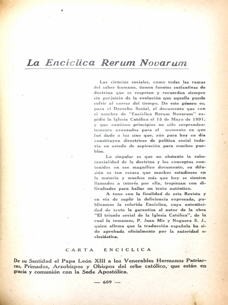 La Enciclica Rerum Novarum | PDF