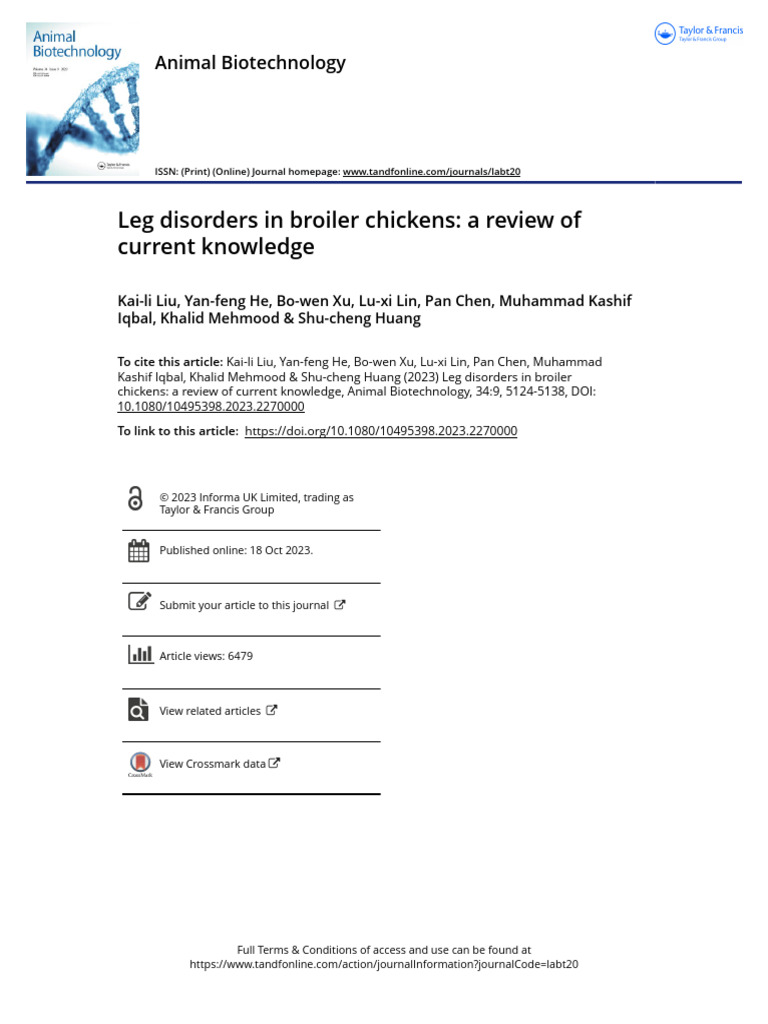 Leg Disorders in Broiler Chickens A Review of Current Knowledge | PDF