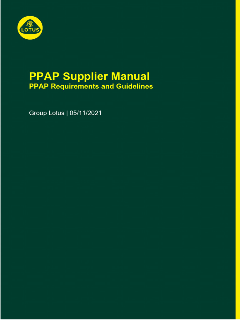 Lotus PPAP Manual 05-11-21 | PDF