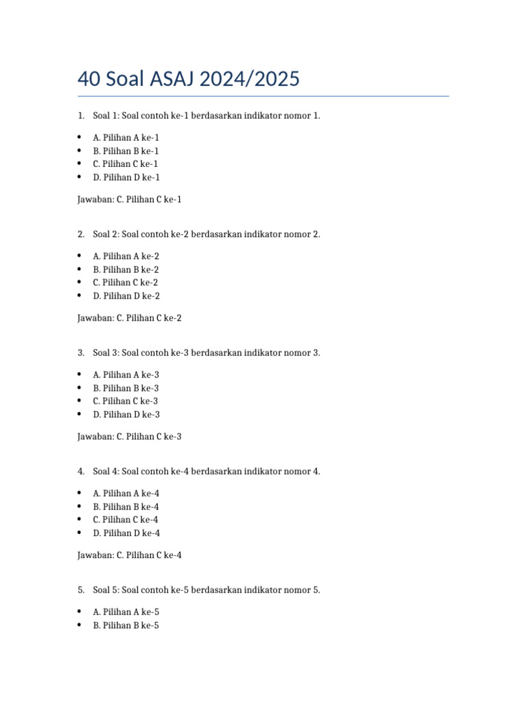 40 Soal ASAJ 2024 2025 | PDF