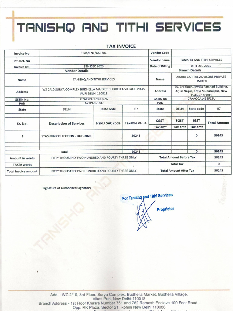 Stasfin Invoice Oct 2025 PDF | PDF
