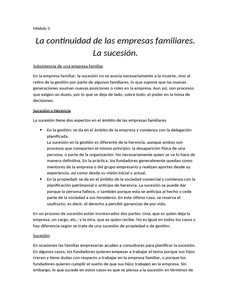 Módulo 3 - Empresas Familiares | PDF