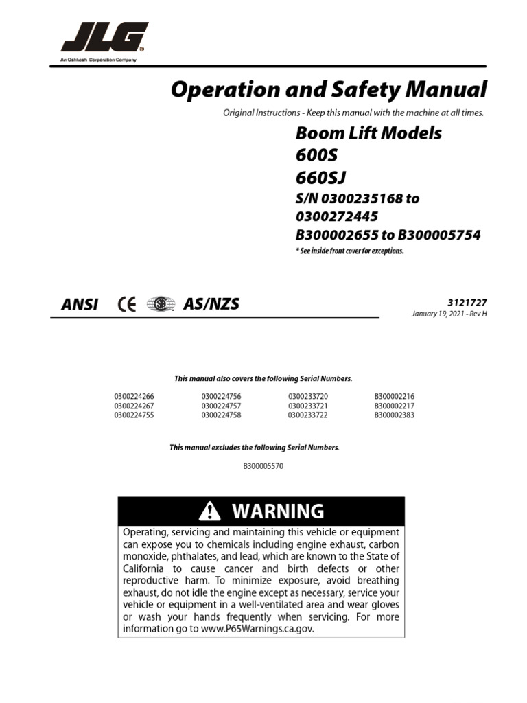 H 600S 660SJ JLG Operation English | PDF | Safety | Electric Power ...