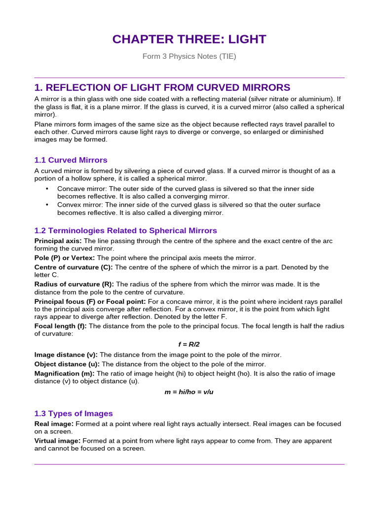 Light Form3 Notes | PDF