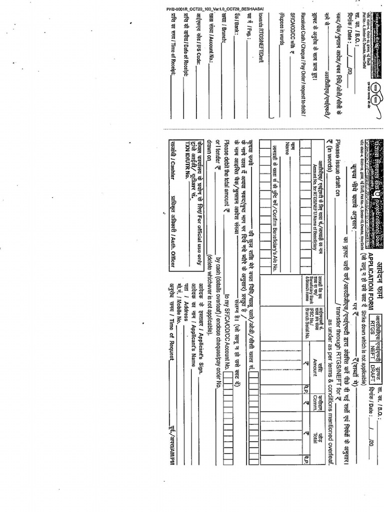 PNB Rtgs Form | PDF