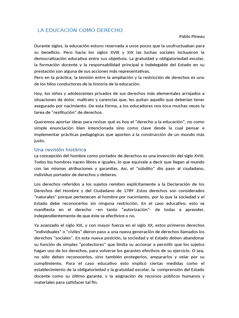 La Educación Como Derecho | PDF | Adultos