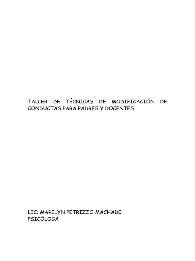 Taller de Mejorar La Conducta | PDF