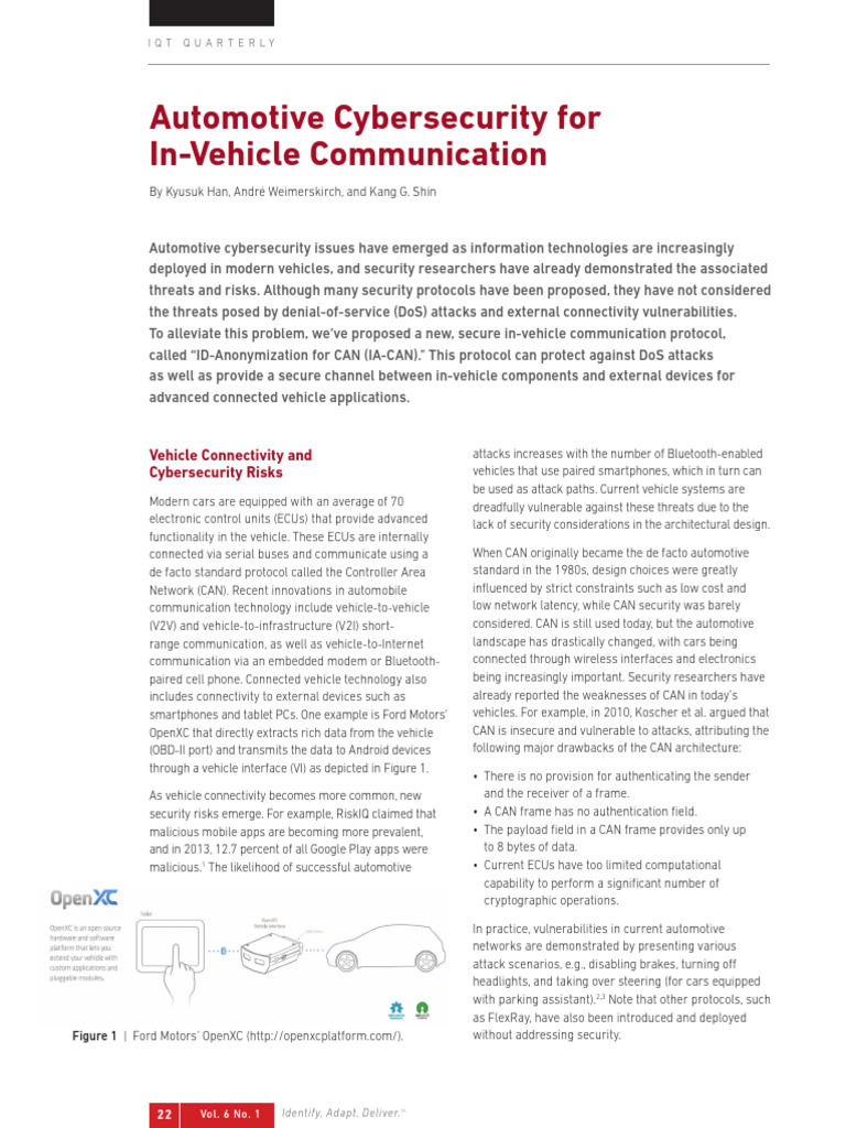 Automotive Cybersecurity For In-Vehicle Communication | PDF