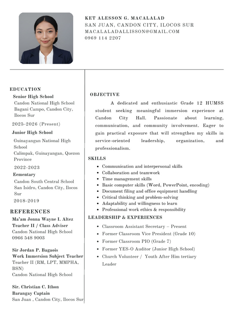 Revised Version (Immersion Resume) | PDF