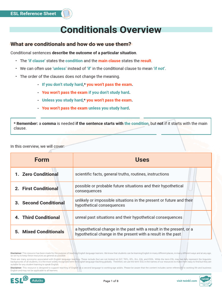 T 1753250521 Esl Conditionals Overview Adults b2 Ver 2 | PDF