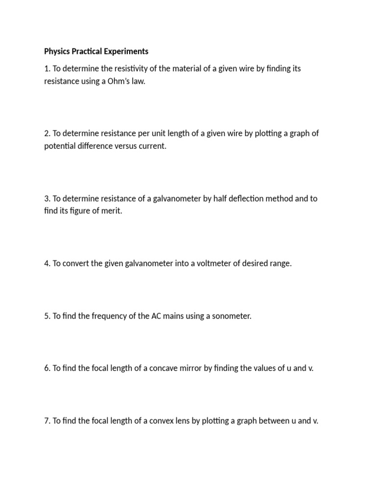 Physics Practical Experiments | PDF